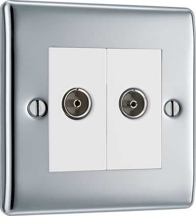 BG NPC63 Nexus Isolated Co-axial, 2 Gang Satellite Socket Polished Chrome