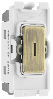 BG RAB12KY Nexus Grid Antique Brass 20AX 2 Way 1 Pole Key Switch Module by British General (BG-RAB12KY)