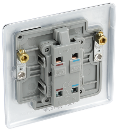 BG NPC31 Nexus Metal Polished Chrome 1 Gang 20A 2 Pole Neon Switch