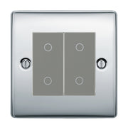 BG Nexus Polished Chrome Double Secondary Touch Dimmer Switch Grey Inserts by British General (BG-EMTDSG+NPCEMS2)