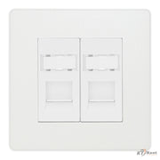 BG Evolve Pearlescent White 2 Gang RJ45 Data Socket PCDCLRJ452W White Inserts