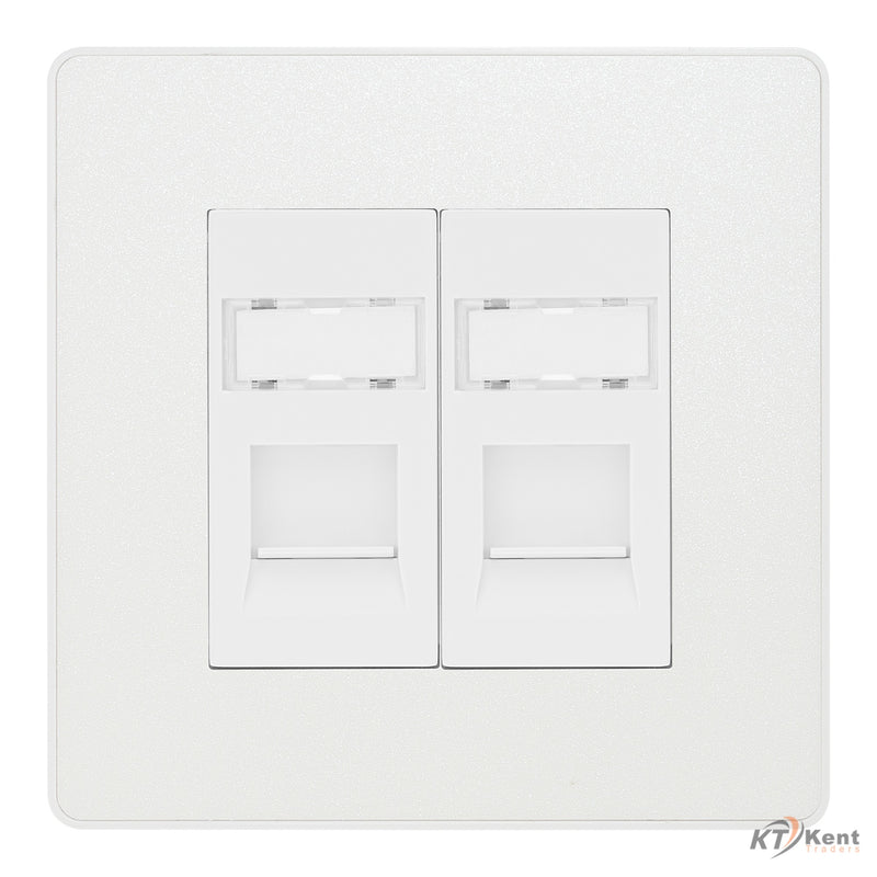 BG Evolve Pearlescent White 2 Gang RJ45 Data Socket PCDCLRJ452W White Inserts