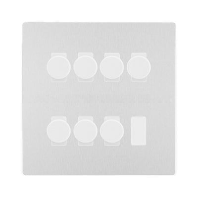 BG Evolve Brushed Steel 7 Gang Trailing Edge LED Dimmer Light Switch 2 Way Custom Switch by British General (Evolve-BS-CUSTOM-7GANG-7xDIMMER-2WAY)