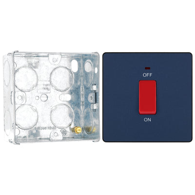 BG Evolve Matt Blue 45A DP Single Plate + Neon PCDDB74B with 35mm Steel Back Box