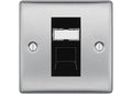 BG Nexus Metal Brushed Steel 1 Gang RJ45 Data Socket NBSRJ451 Black Insert