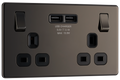 BG FBN22U3B Nexus Screwless Flat-Plate Double Switched Plug Socket