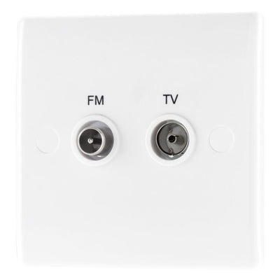BG 866 Moulded Round Edge | White | 2 Gang Diplex TV and FM Socket