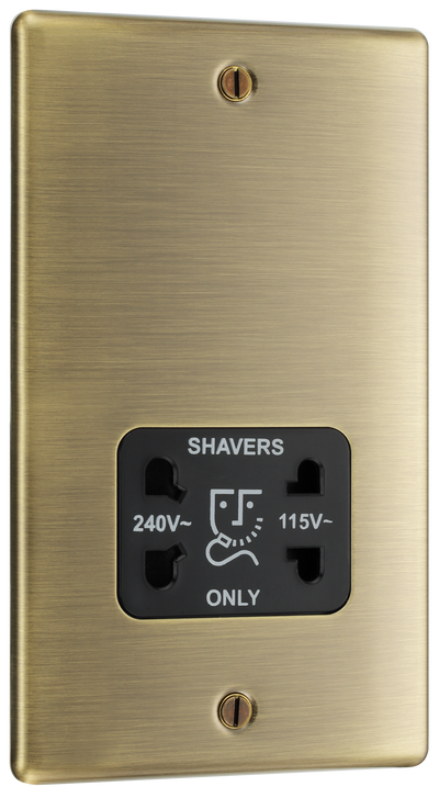 BG NAB20B Nexus Metal Antique Brass 115-230V Dual Voltage Shaver Socket