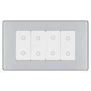 BG Nexus Screwless Polished Chrome Quad Master Touch Dimmer Switch White Inserts FPCTDM4W by British General (BG-FPCTDM4W)
