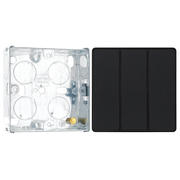 BG Evolve Matt Black 2 Way Triple Edge to Edge Rocker Switch PCDMB43EB with 25mm Steel Back Box