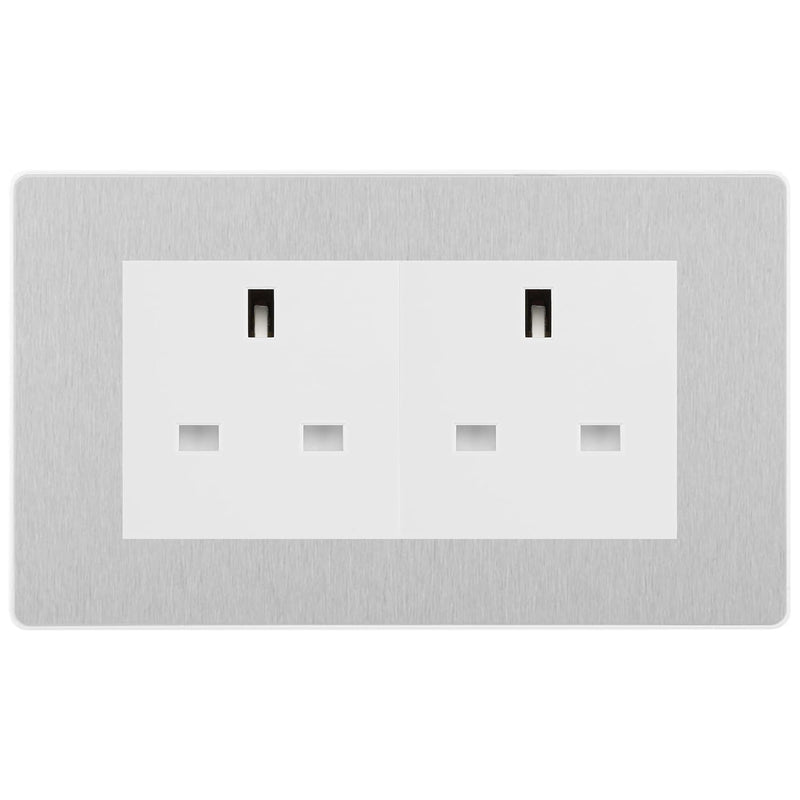 BG Evolve Brushed Steel 4 Gang 13A Unswitched Socket - PCDBS4GUSSW