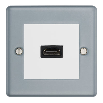 BG Metal Clad Single HDMI Socket - White Insert