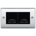 BG Nexus Polished Chrome 4G Euro Plate with 2X USB-A Dual Chargers Black Insert
