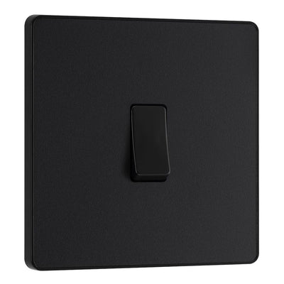 BG Evolve Matt Black 1 Gang 20A 16AX Intermediate Light Switch PCDMB13B with 35mm Steel Back Box