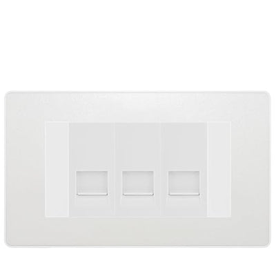 BG Evolve Pearlescent White 3 Gang RJ11 Telephone Socket Euro Module - White Insert by British General (BG-PCDCLRJ113W)