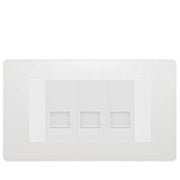 BG Evolve Pearlescent White 3 Gang RJ11 Telephone Socket Euro Module - White Insert by British General (BG-PCDCLRJ113W)