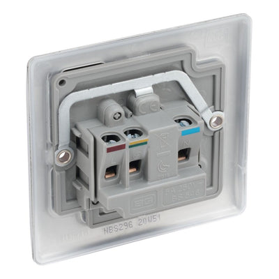 BG Nexus Brushed Steel 5A Unswitched Round Pin Socket with Surface Pattress Back Box