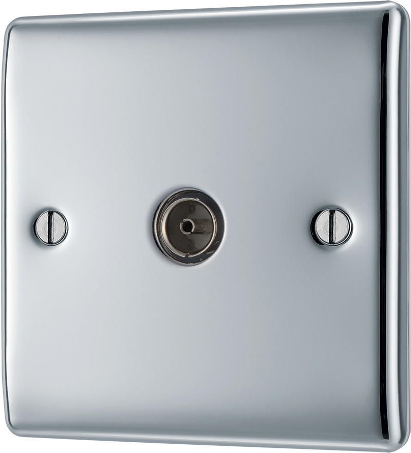 BG NPC60 Nexus Metal Polished Chrome 1 Gang Co-Axial Socket