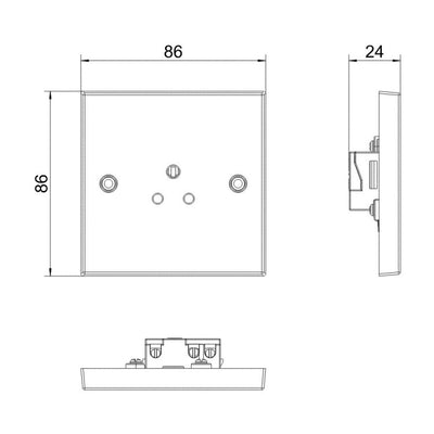 BG 928 Moulded Square Edge | White | 1 Gang 2A Unswitched Round Pin Socket by British General (BG-928)