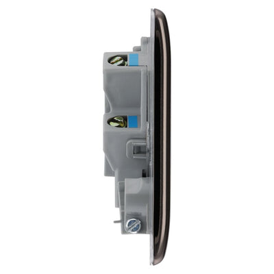 BG Nexus Black Nickel 13A Unswitched Spur + Cable Outlet NBN55 with 35mm Steel Back Box