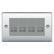 BG Nexus Polished Chrome 4 Gang Master Telephone Socket - Grey Insert by British General (BG-NPCBTM4G)
