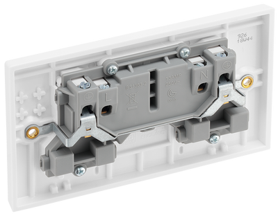 BG 926 Moulded Square Edge | White | 2 Gang 13A 1 Pole Neon Switched Socket by British General (BG-926)