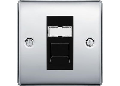 BG Nexus Polished Chrome Steel 1 Gang RJ45 Data Socket NPCRJ451B Black Insert by British General (BG-NPCRJ451B)