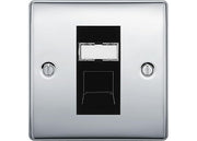 BG Nexus Polished Chrome Steel 1 Gang RJ45 Data Socket NPCRJ451B Black Insert by British General (BG-NPCRJ451B)