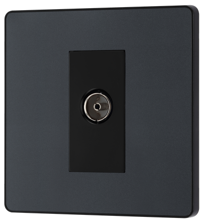 BG Evolve PCDMG60B Matt Grey Co-Axial Socket Outlet - Black Insert