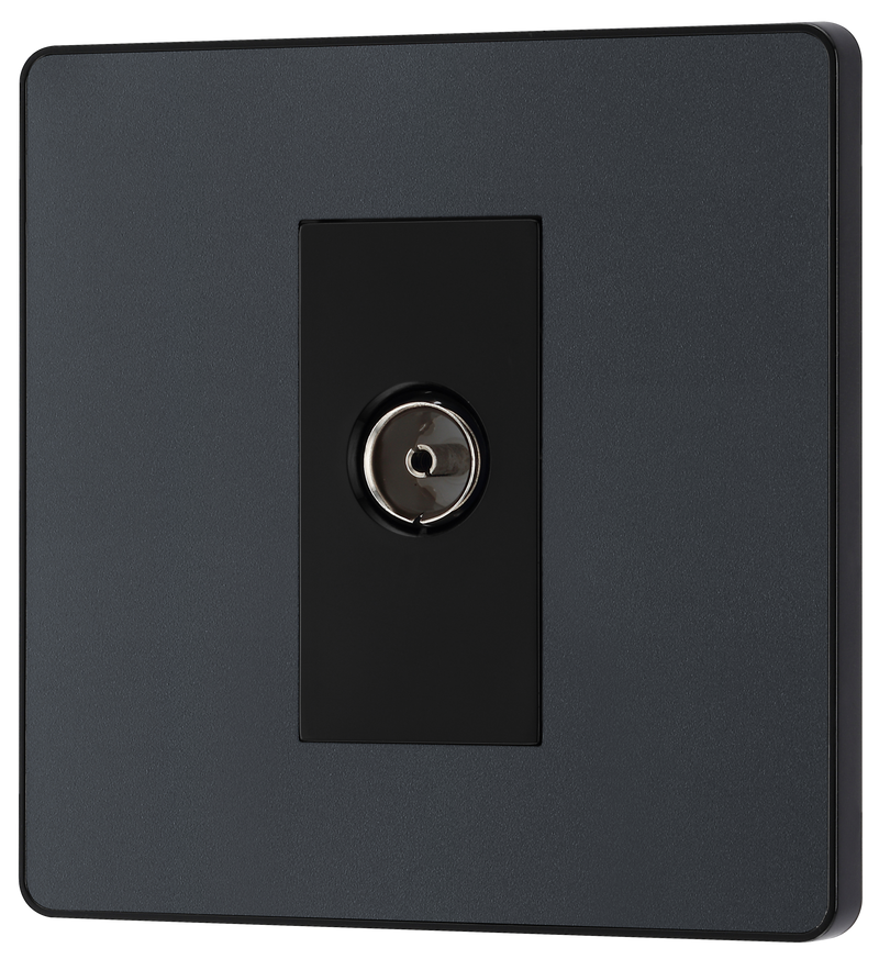 BG Evolve PCDMG60B Matt Grey Co-Axial Socket Outlet - Black Insert