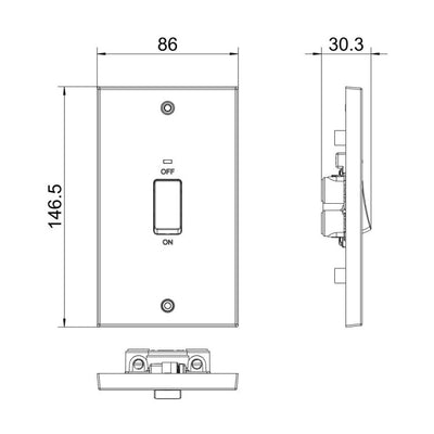 BG 972 Moulded Square Edge | White | 2 Gang 45A 2 Pole Neon Cooker Switch by British General (BG-972)