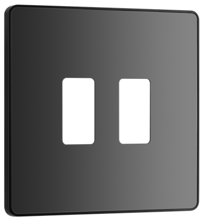 BG RPCDBC2B Evolve Grid Black Chrome 2 Module Square Front Plate - Black Trim