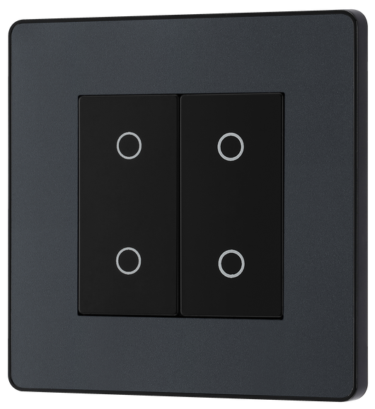 PCDMGTDM2B Front - This Evolve Matt Grey double master trailing edge touch dimmer allows you to control your light levels and set the mood.
