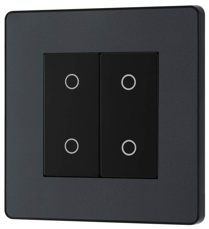 PCDMGTDM2B Front - This Evolve Matt Grey double master trailing edge touch dimmer allows you to control your light levels and set the mood.