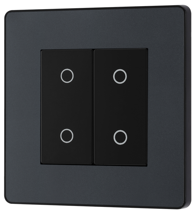 PCDMGTDM2B Front - This Evolve Matt Grey double master trailing edge touch dimmer allows you to control your light levels and set the mood.