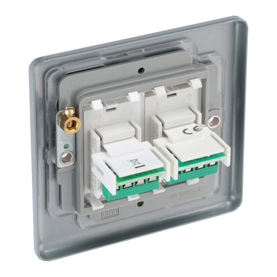 BG MC5RJ452 Metal Clad | 2 Gang RJ45 Ethernet Socket by British General (BG-MC5RJ452)