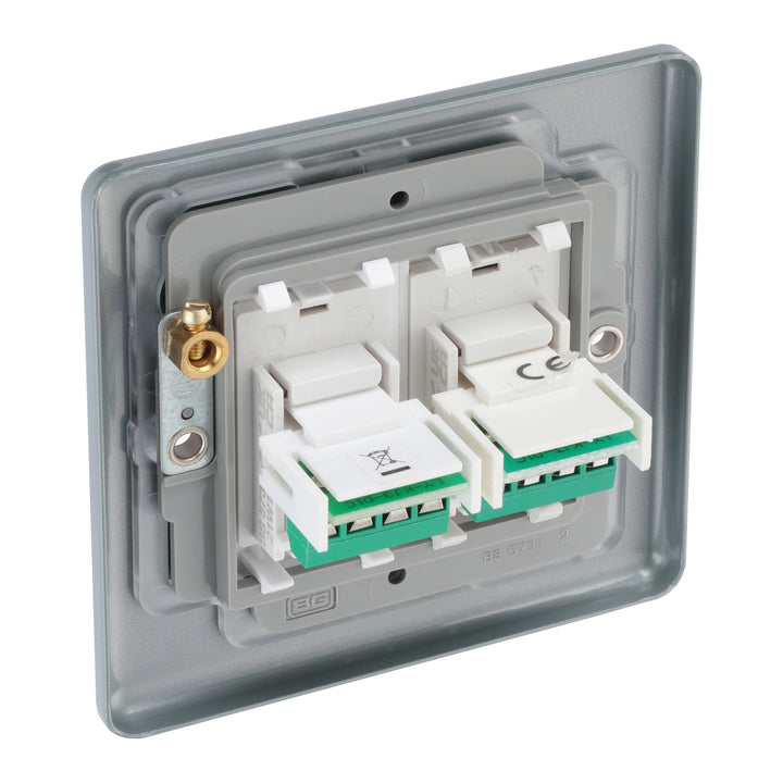 BG MC5RJ452 Metal Clad | 2 Gang RJ45 Ethernet Socket