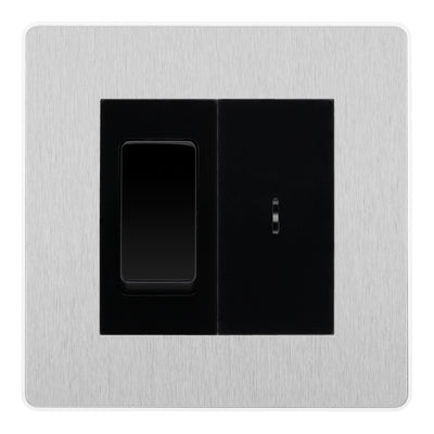 BG Evolve Brushed Steel 20A Secret Key Switch with 20A Double Pole Switch - Black Insert