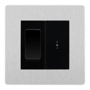 BG Evolve Brushed Steel 20A Secret Key Switch with 20A Double Pole Switch - Black Insert