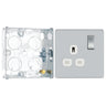 BG Screwless Polished Chrome 13A Single Switched Socket FPC21W with 25mm Steel Back Box by British General (BG-FPC21W+HGS02)