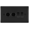 BG Nexus Matt Black 4 Gang Light Switch Grid – 2x Trailing-Edge LED Dimmer, 1x Intermediate, 1x 2-Way Switch