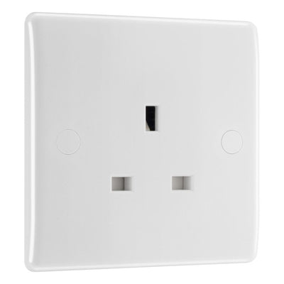 BG Nexus 13A Single Unswitched Power Socket White & 50mm Pattress Back Box