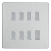 BG Brushed Steel Screwless Satin Chrome 7 Gang 2 Way Custom Grid Light Switch Back Box Included by British General (BG-SCL-BS-7G-CUSTOM-LIGHT-SWITCH)