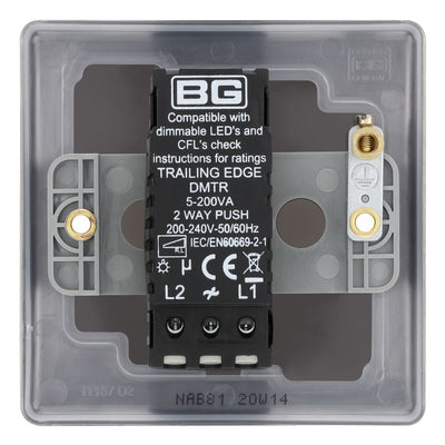BG Nexus Antique Brass 200W 2 Way Single Trailing Edge Dimmer Switch NAB81 with 25mm Steel Back Box