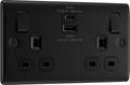BG NFB22UAC45B Nexus Metal Matt Black 2 Gang 13A 1x USB-QC A 30W 1x USB-PD C 45W Switched Socket