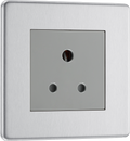 BG FBS29G Flatplate Screwless 5A, Unswitched Socket Round Pin Brushed Steel
