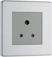 BG FBS29G Flatplate Screwless 5A, Unswitched Socket Round Pin Brushed Steel by British General (BG-FBS29G-Shopify-SA_1)