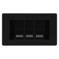 BG Screwless Matt Black 3 Gang Master Telephone Socket - Black Insert