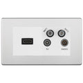 BG Screwless Brushed Steel 4G Faceplate with HDMI + TV/FM/SAT Module - White
