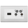 BG Screwless Brushed Steel 4G Faceplate with HDMI + TV/FM/SAT Module - White by British General (BG-FBSEMR4-HDMI-TVFM2W)